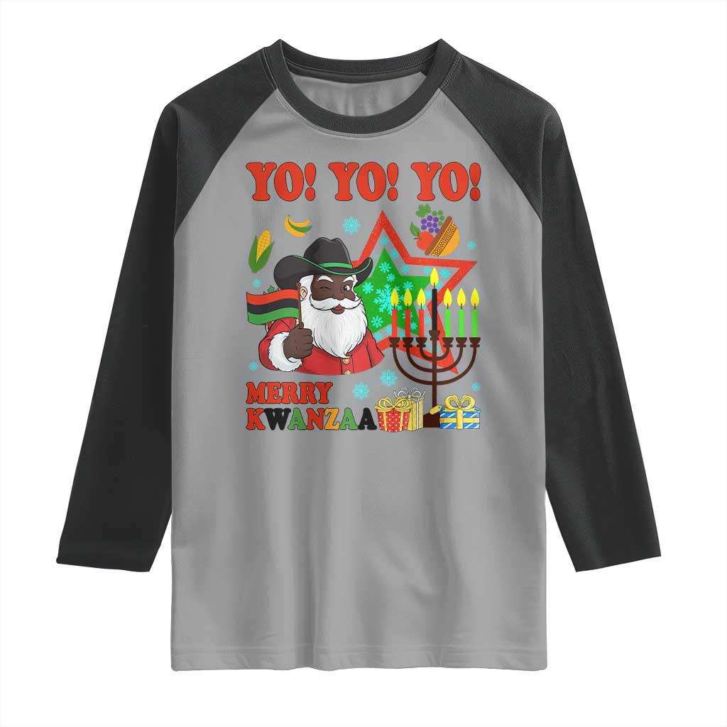 Merry Kwanzaa Black Santa Cowboy Raglan Shirt African Heritage Celebration Gift - Wonder Print Shop