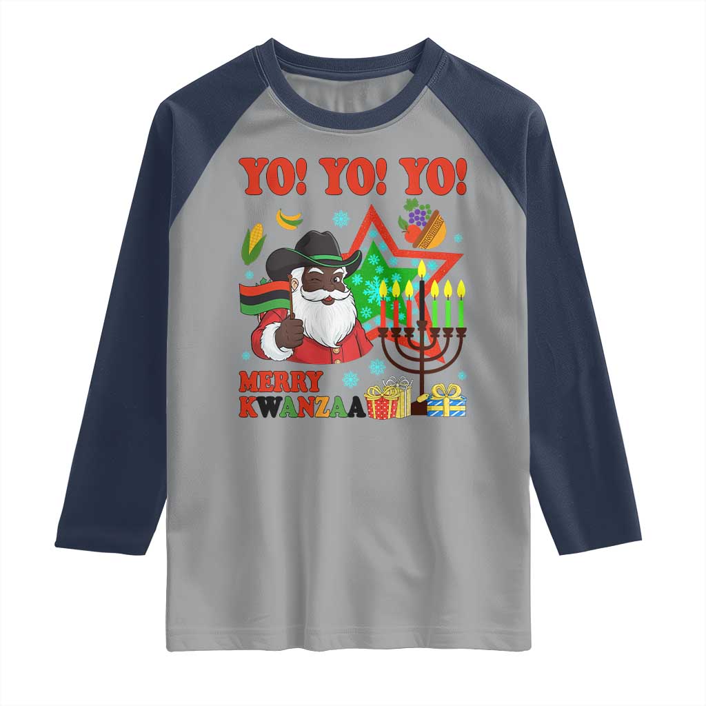 Merry Kwanzaa Black Santa Cowboy Raglan Shirt African Heritage Celebration Gift - Wonder Print Shop