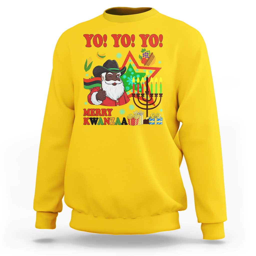 Merry Kwanzaa Black Santa Cowboy Sweatshirt African Heritage Celebration Gift - Wonder Print Shop