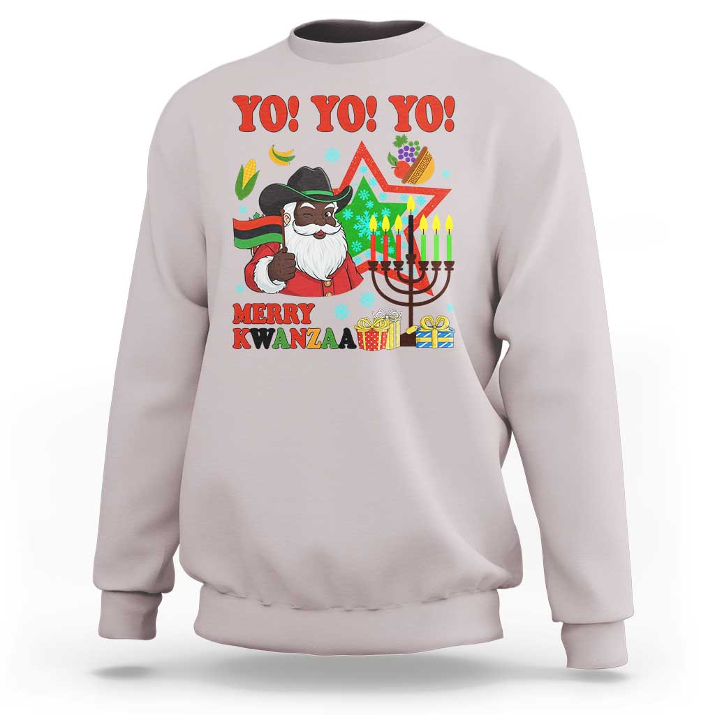 Merry Kwanzaa Black Santa Cowboy Sweatshirt African Heritage Celebration Gift - Wonder Print Shop