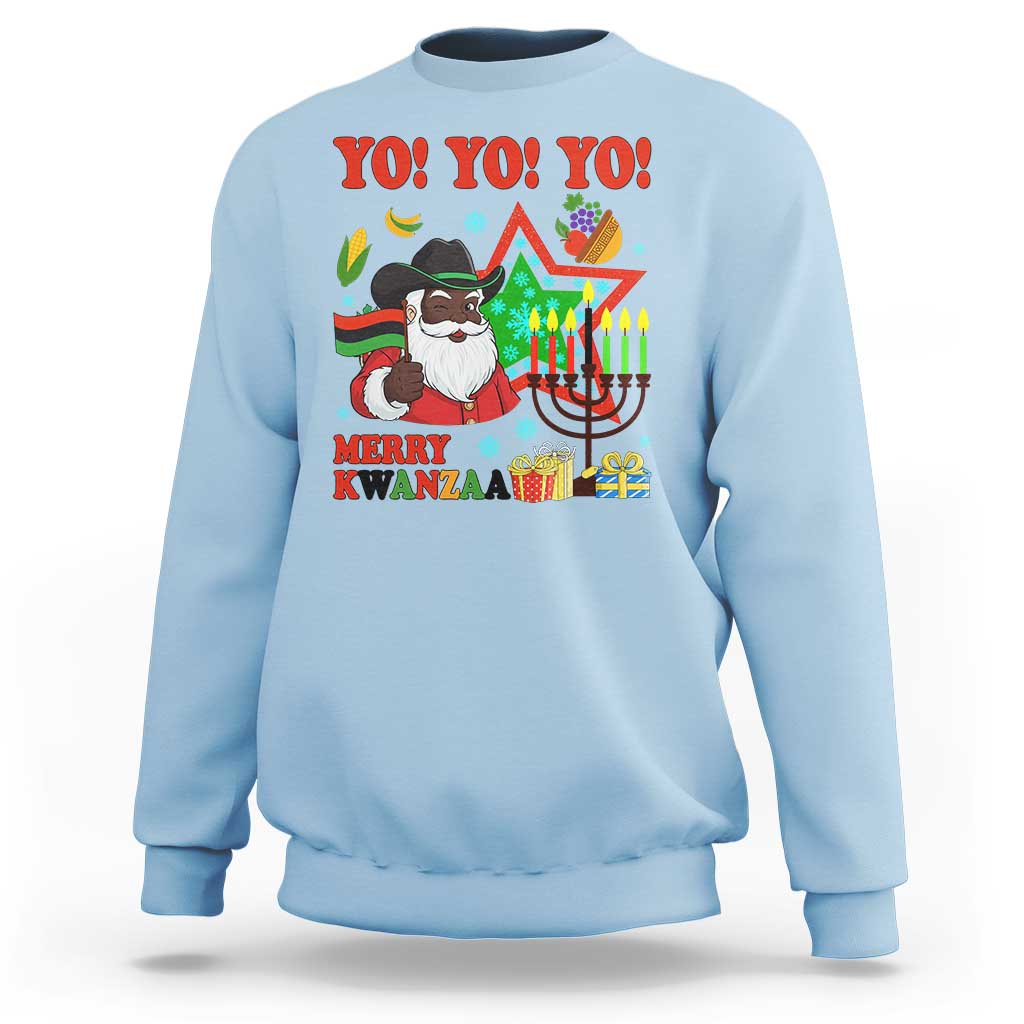 Merry Kwanzaa Black Santa Cowboy Sweatshirt African Heritage Celebration Gift - Wonder Print Shop