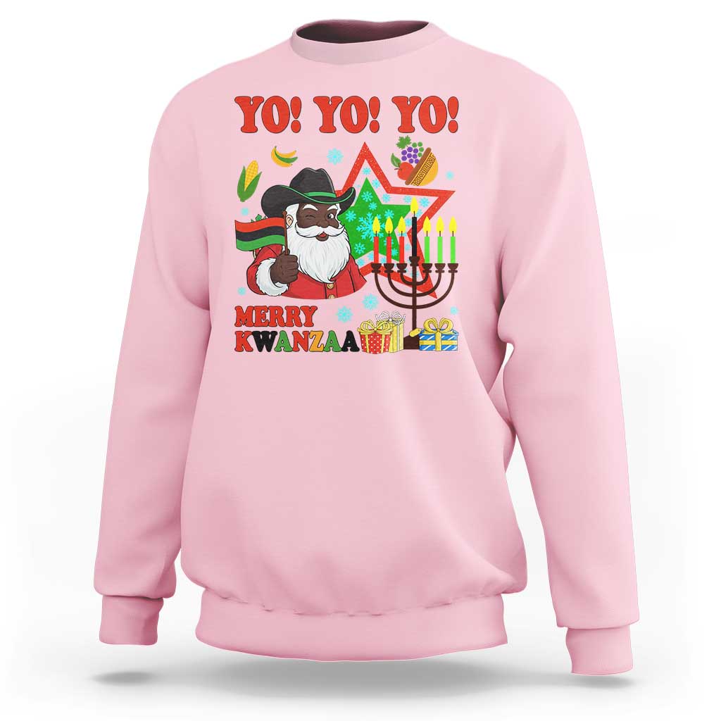 Merry Kwanzaa Black Santa Cowboy Sweatshirt African Heritage Celebration Gift - Wonder Print Shop