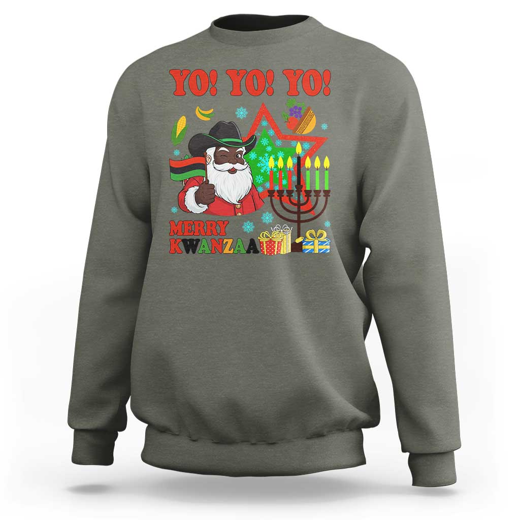 Merry Kwanzaa Black Santa Cowboy Sweatshirt African Heritage Celebration Gift - Wonder Print Shop