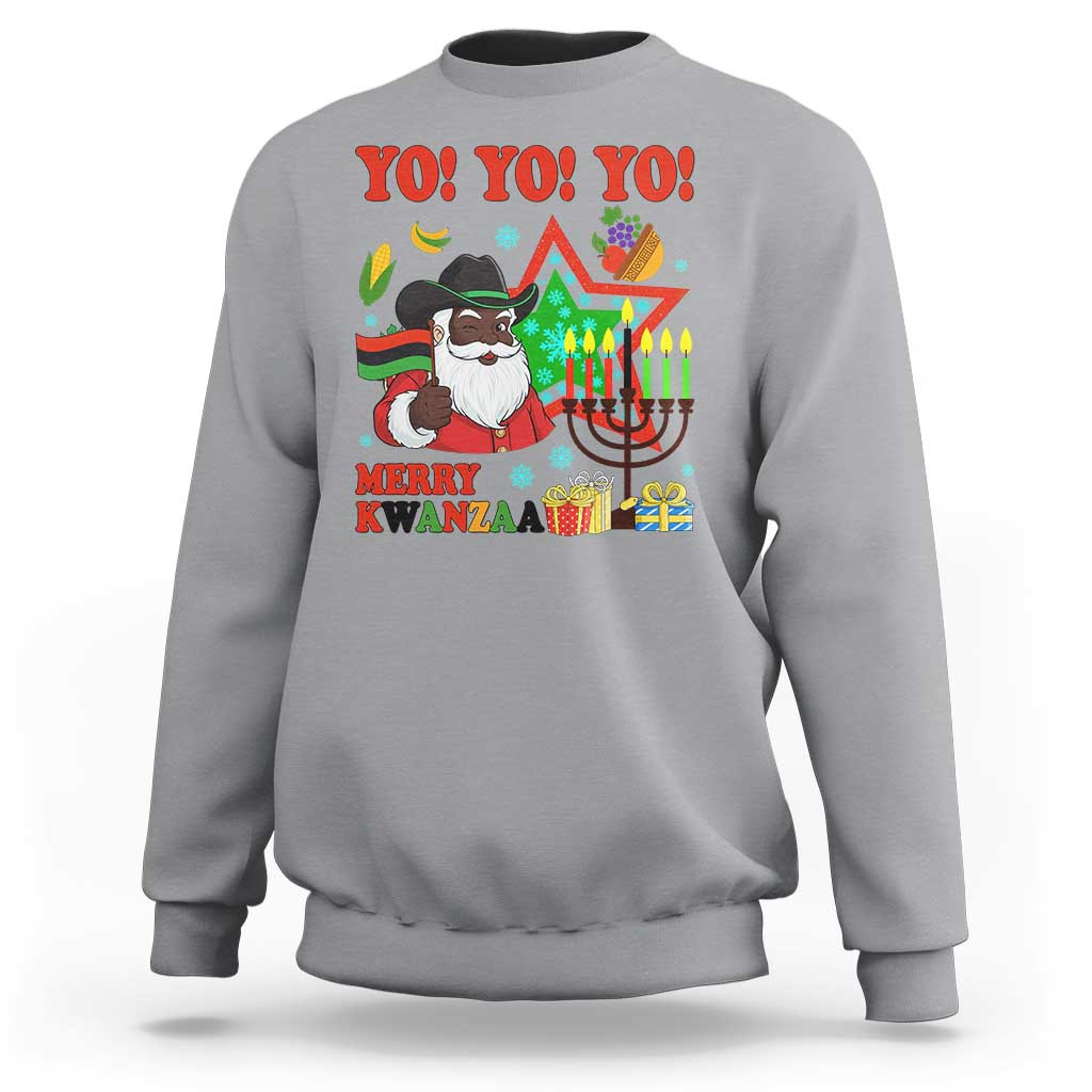 Merry Kwanzaa Black Santa Cowboy Sweatshirt African Heritage Celebration Gift - Wonder Print Shop