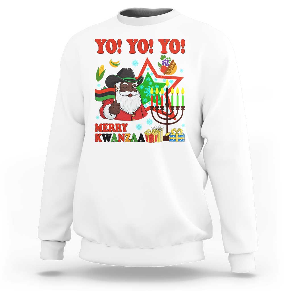 Merry Kwanzaa Black Santa Cowboy Sweatshirt African Heritage Celebration Gift - Wonder Print Shop