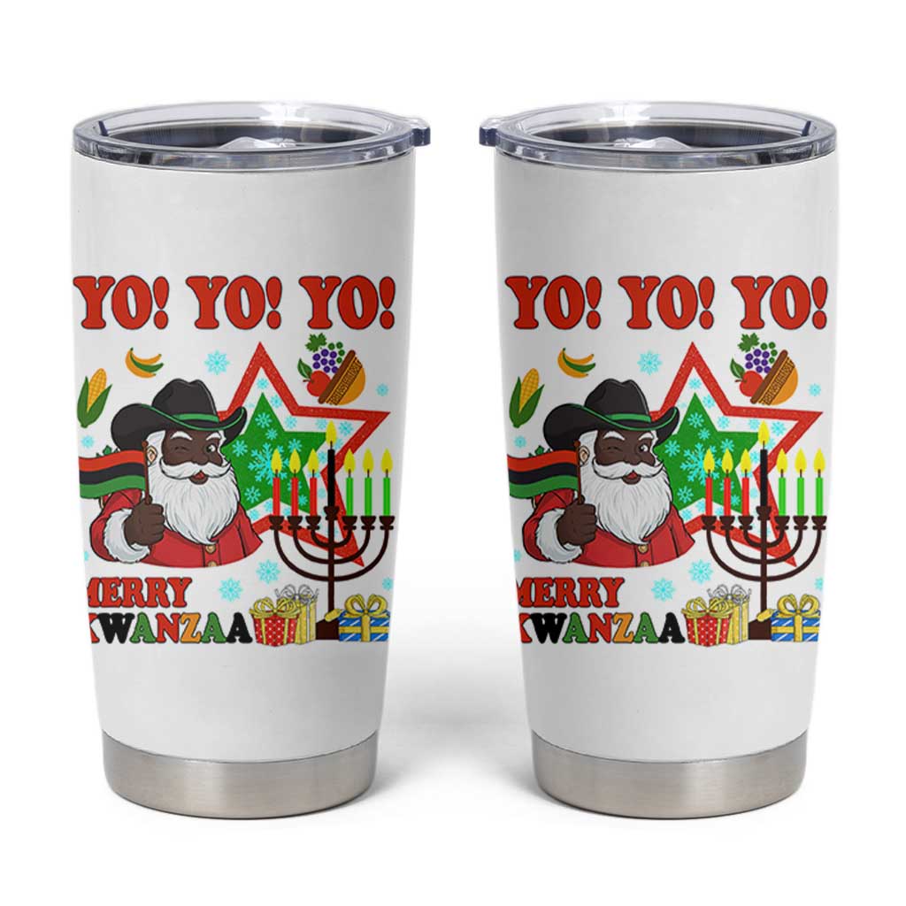 Merry Kwanzaa Black Santa Cowboy Tumbler Cup African Heritage Celebration Gift - Wonder Print Shop