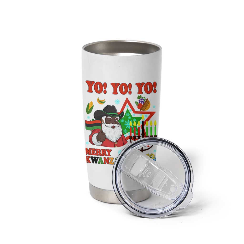 Merry Kwanzaa Black Santa Cowboy Tumbler Cup African Heritage Celebration Gift - Wonder Print Shop