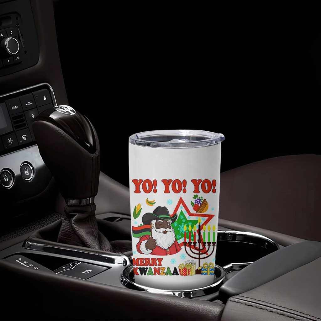 Merry Kwanzaa Black Santa Cowboy Tumbler Cup African Heritage Celebration Gift - Wonder Print Shop