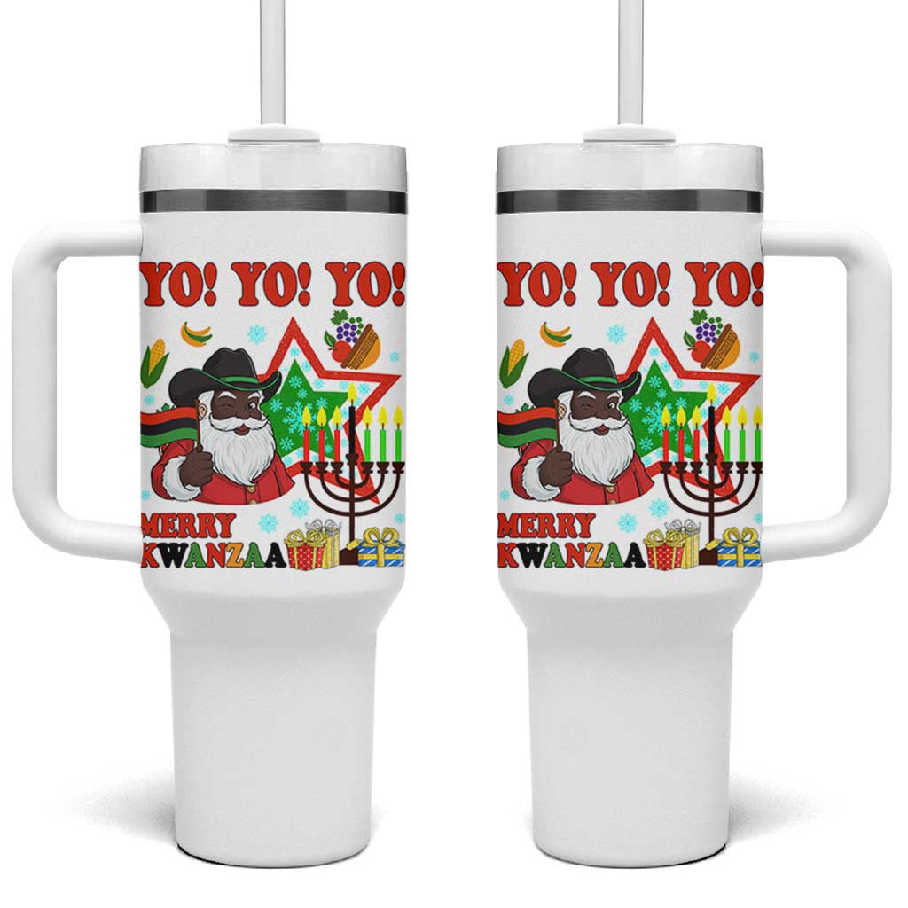 Merry Kwanzaa Black Santa Cowboy Tumbler With Handle African Heritage Celebration Gift - Wonder Print Shop