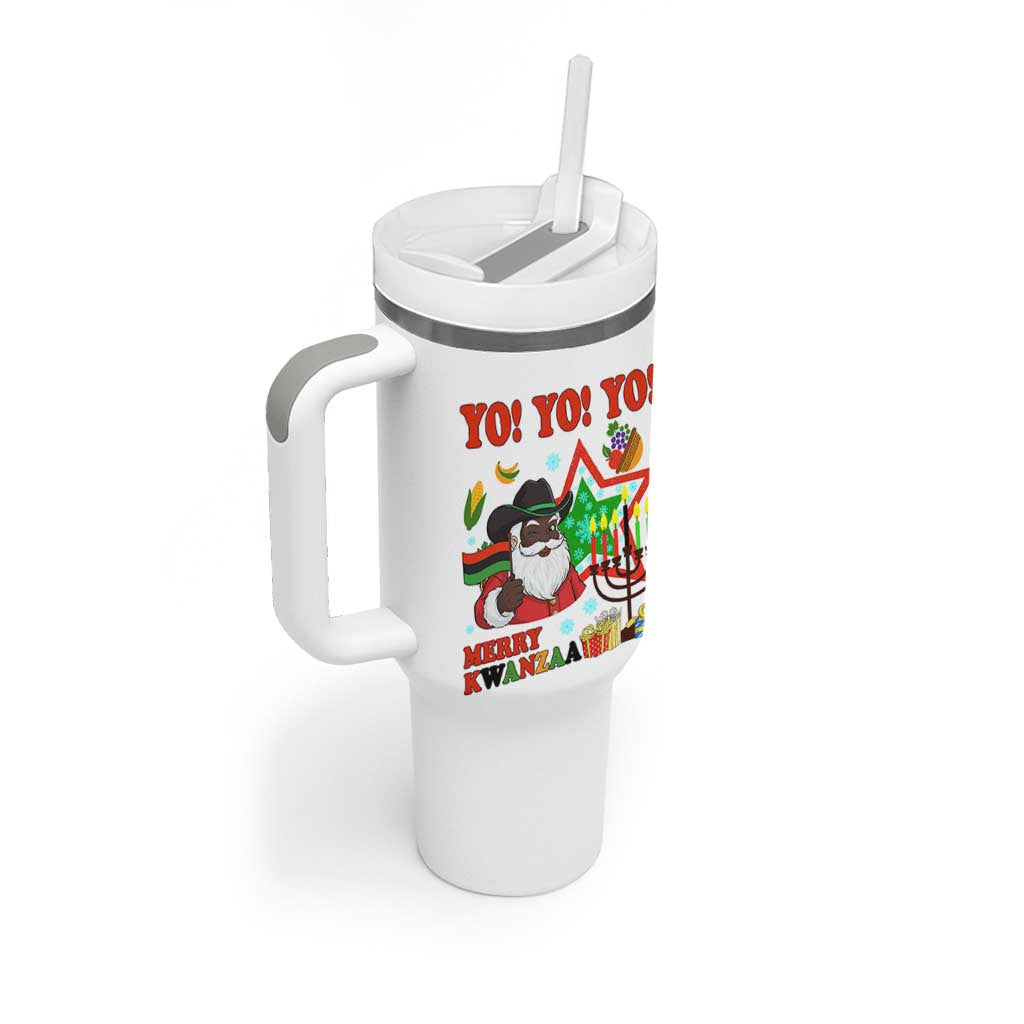 Merry Kwanzaa Black Santa Cowboy Tumbler With Handle African Heritage Celebration Gift - Wonder Print Shop
