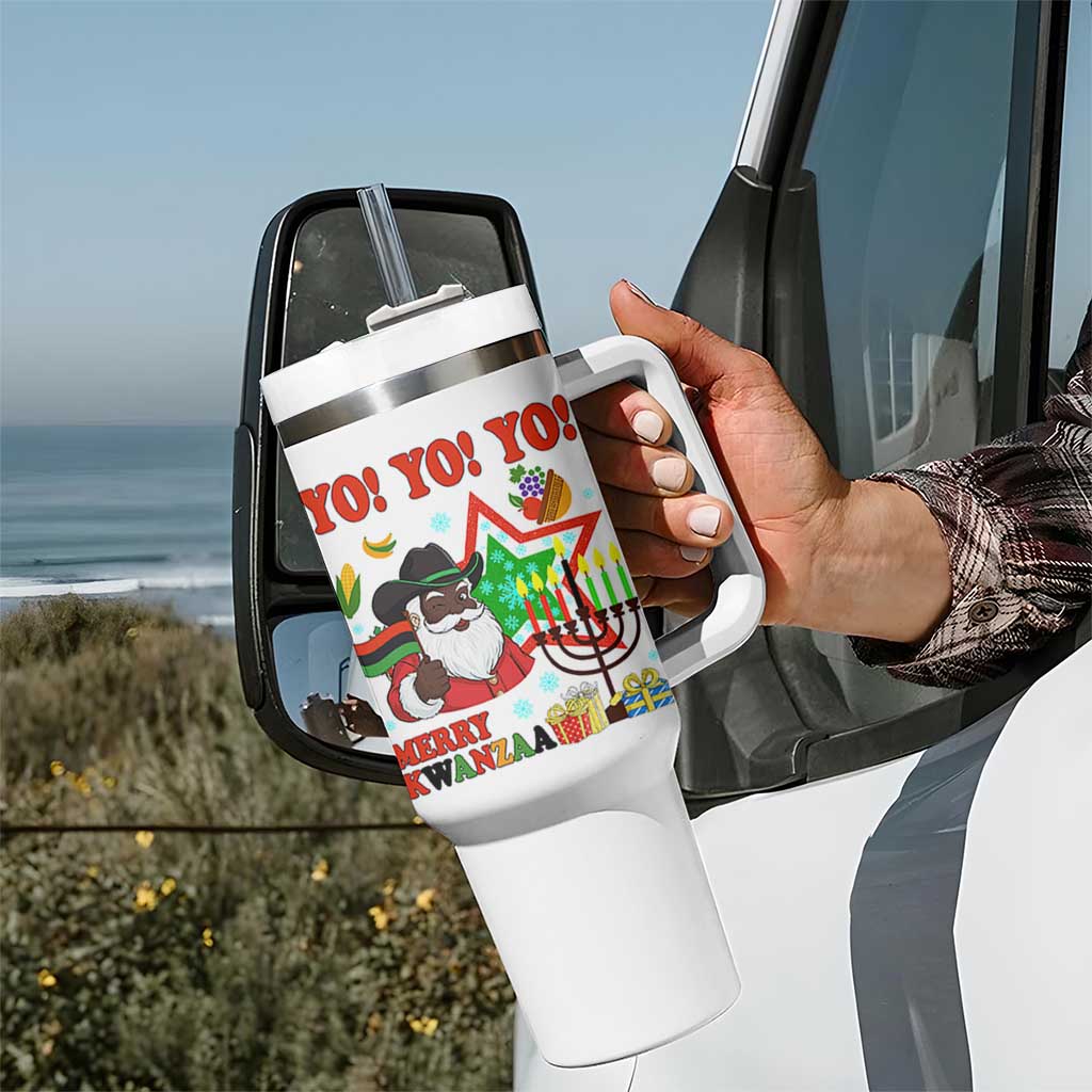 Merry Kwanzaa Black Santa Cowboy Tumbler With Handle African Heritage Celebration Gift - Wonder Print Shop