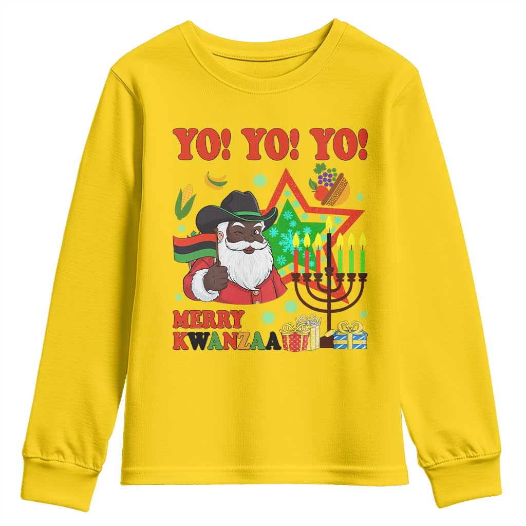 Merry Kwanzaa Black Santa Cowboy Youth Sweatshirt African Heritage Celebration Gift - Wonder Print Shop