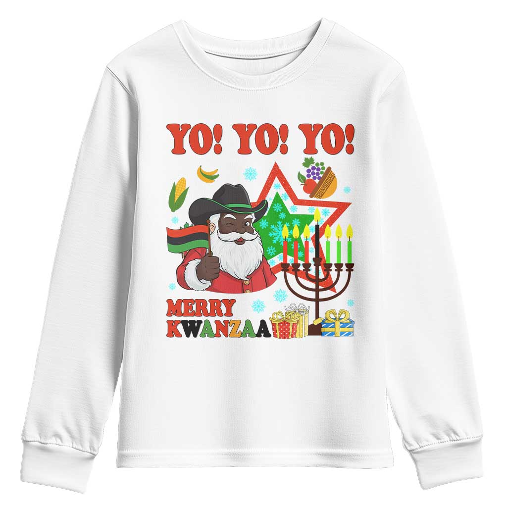 Merry Kwanzaa Black Santa Cowboy Youth Sweatshirt African Heritage Celebration Gift - Wonder Print Shop