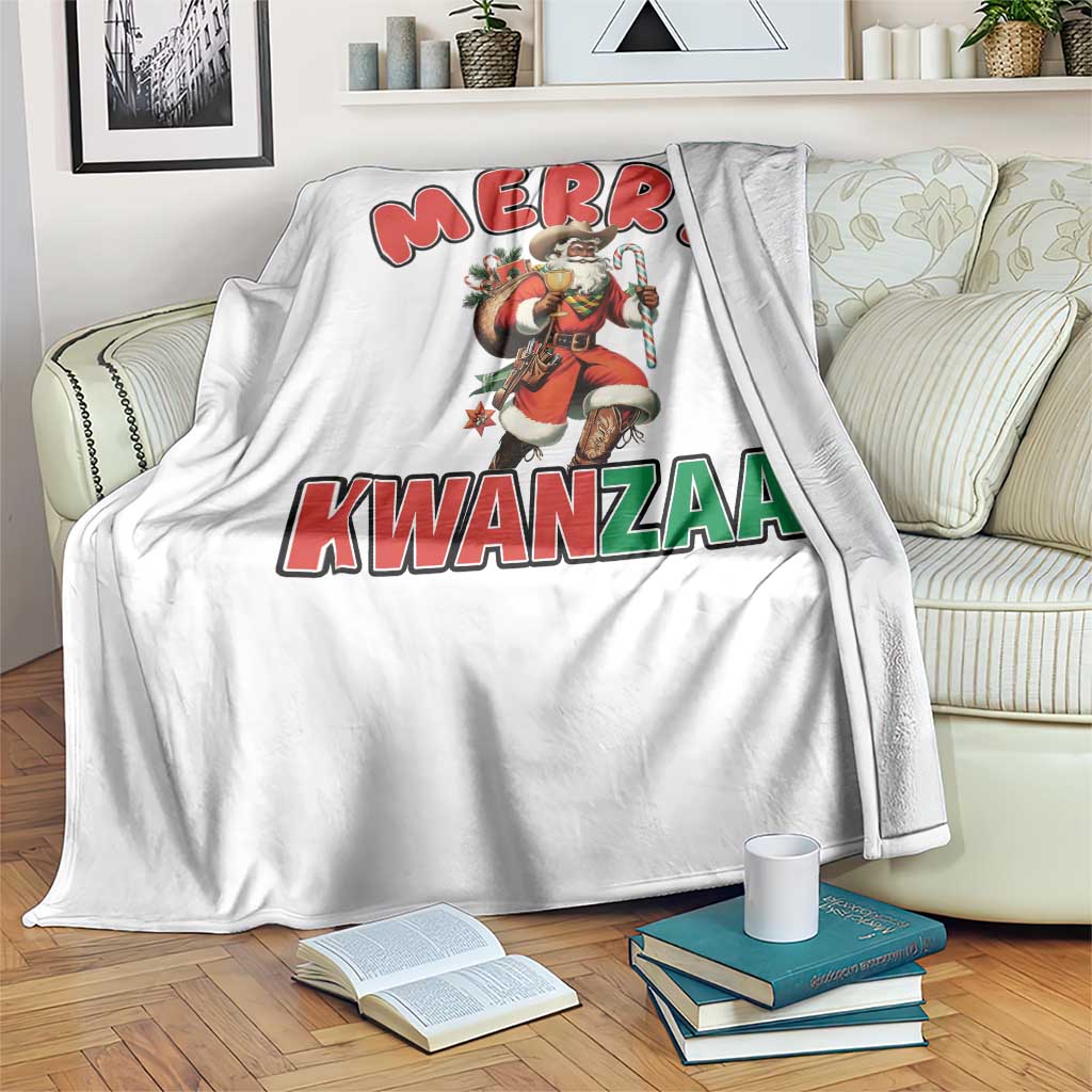 Merry Kwanzaa Cowboy Black Santa Throw Blanket African American Christmas Gift - Wonder Print Shop