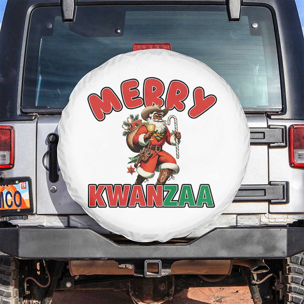 Merry Kwanzaa Cowboy Black Santa Spare Tire Cover African American Christmas Gift - Wonder Print Shop