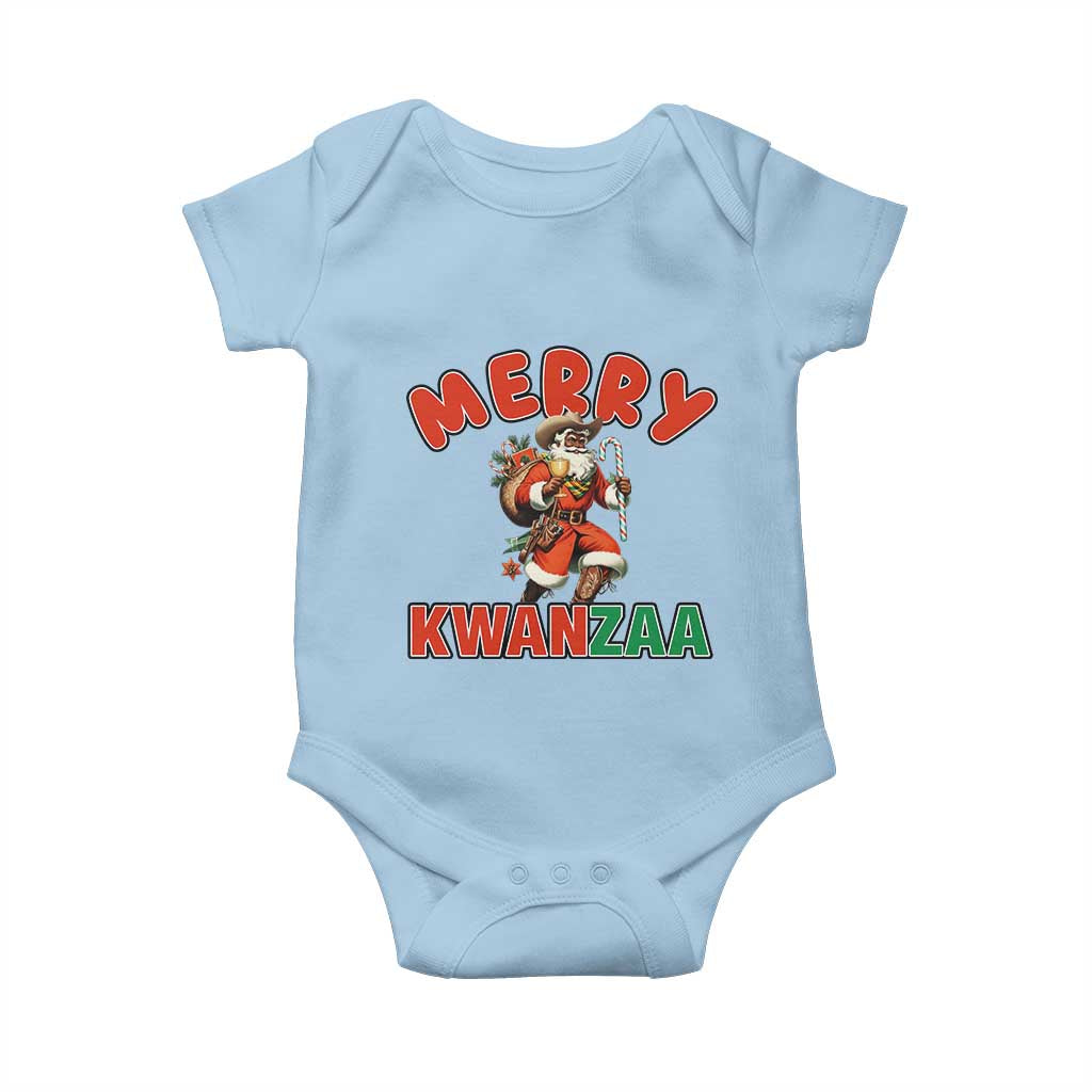 Merry Kwanzaa Cowboy Black Santa Baby Onesie African American Christmas Gift - Wonder Print Shop