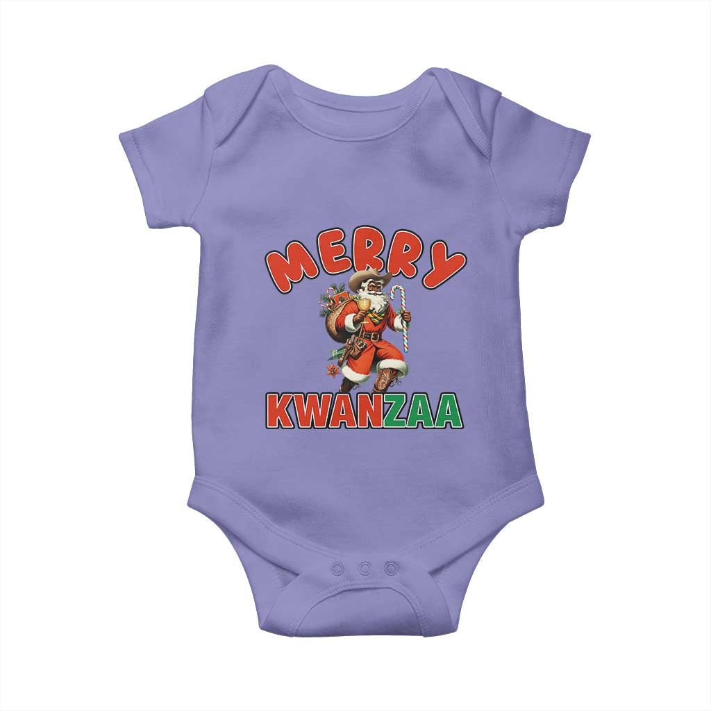 Merry Kwanzaa Cowboy Black Santa Baby Onesie African American Christmas Gift - Wonder Print Shop