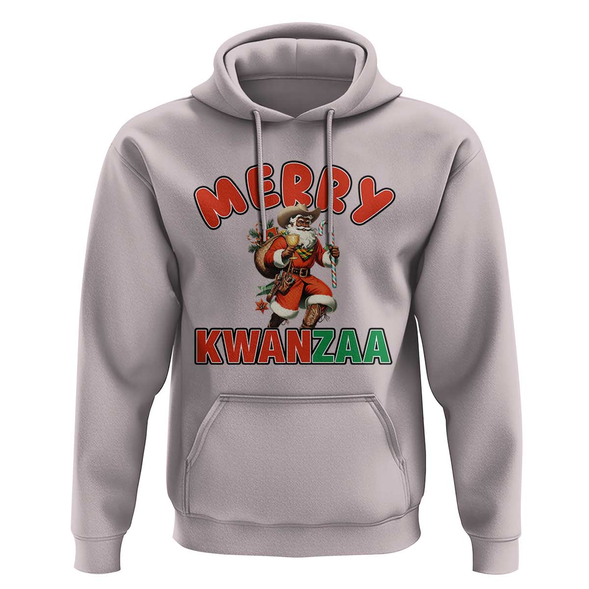 Merry Kwanzaa Cowboy Black Santa Hoodie African American Christmas Gift - Wonder Print Shop