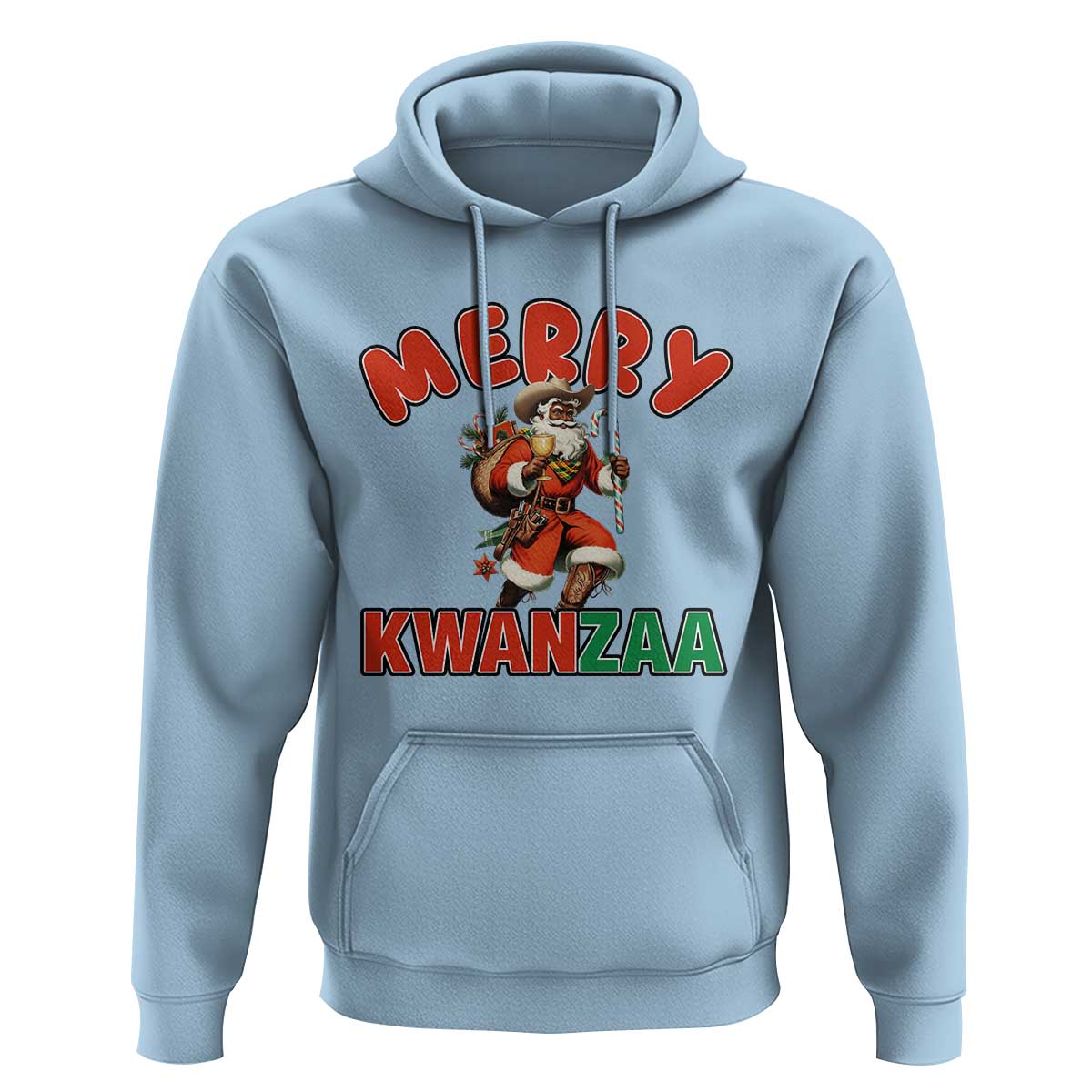 Merry Kwanzaa Cowboy Black Santa Hoodie African American Christmas Gift - Wonder Print Shop
