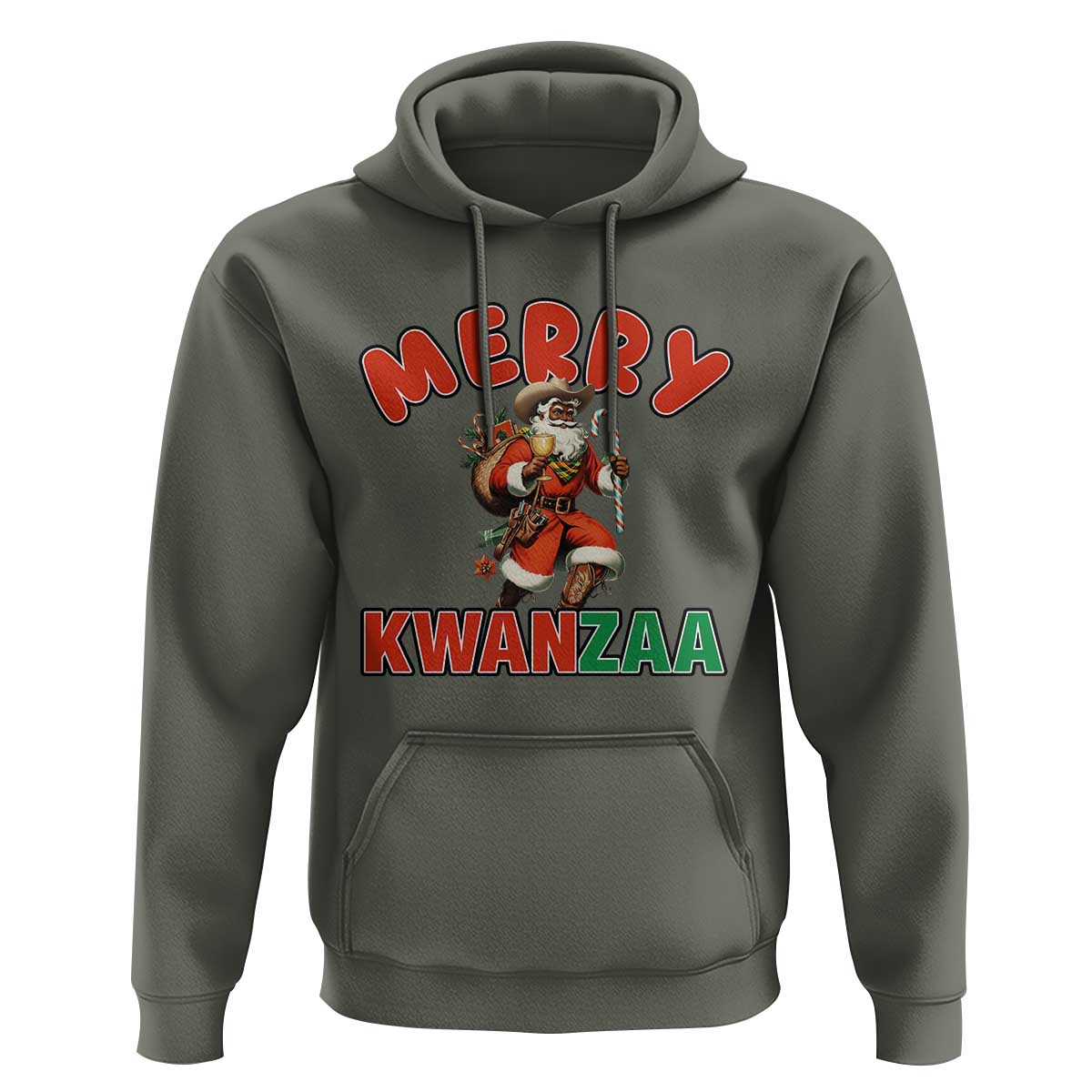 Merry Kwanzaa Cowboy Black Santa Hoodie African American Christmas Gift - Wonder Print Shop