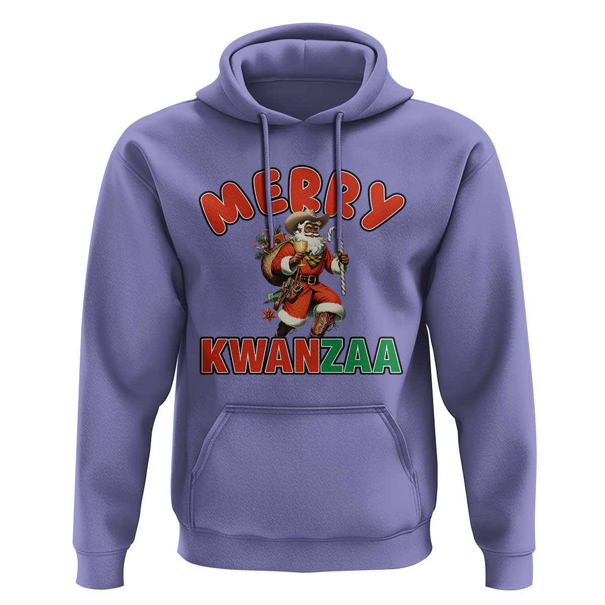 Merry Kwanzaa Cowboy Black Santa Hoodie African American Christmas Gift - Wonder Print Shop