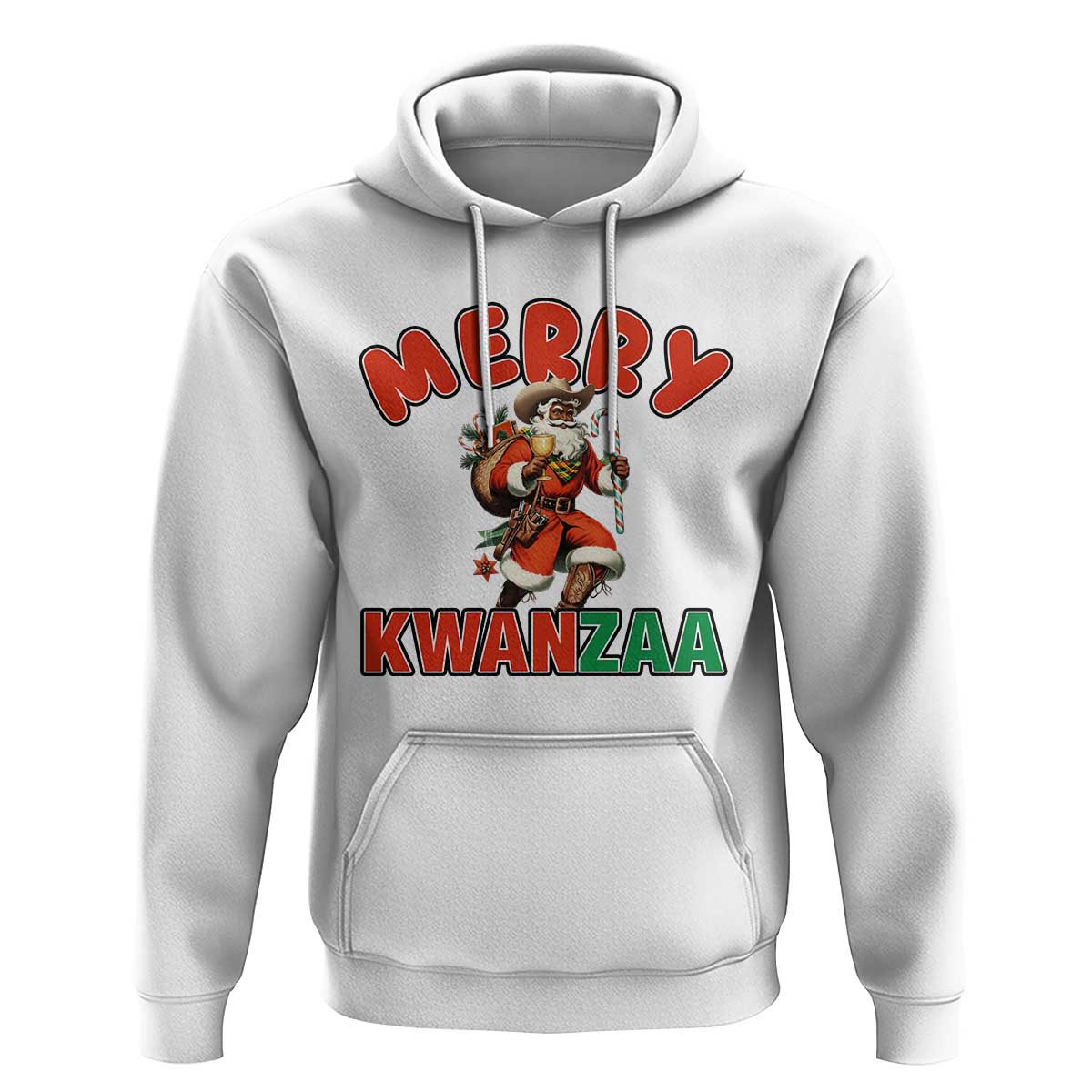 Merry Kwanzaa Cowboy Black Santa Hoodie African American Christmas Gift - Wonder Print Shop