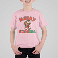 Merry Kwanzaa Cowboy Black Santa T Shirt For Kid African American Christmas Gift - Wonder Print Shop