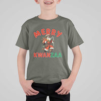 Merry Kwanzaa Cowboy Black Santa T Shirt For Kid African American Christmas Gift - Wonder Print Shop