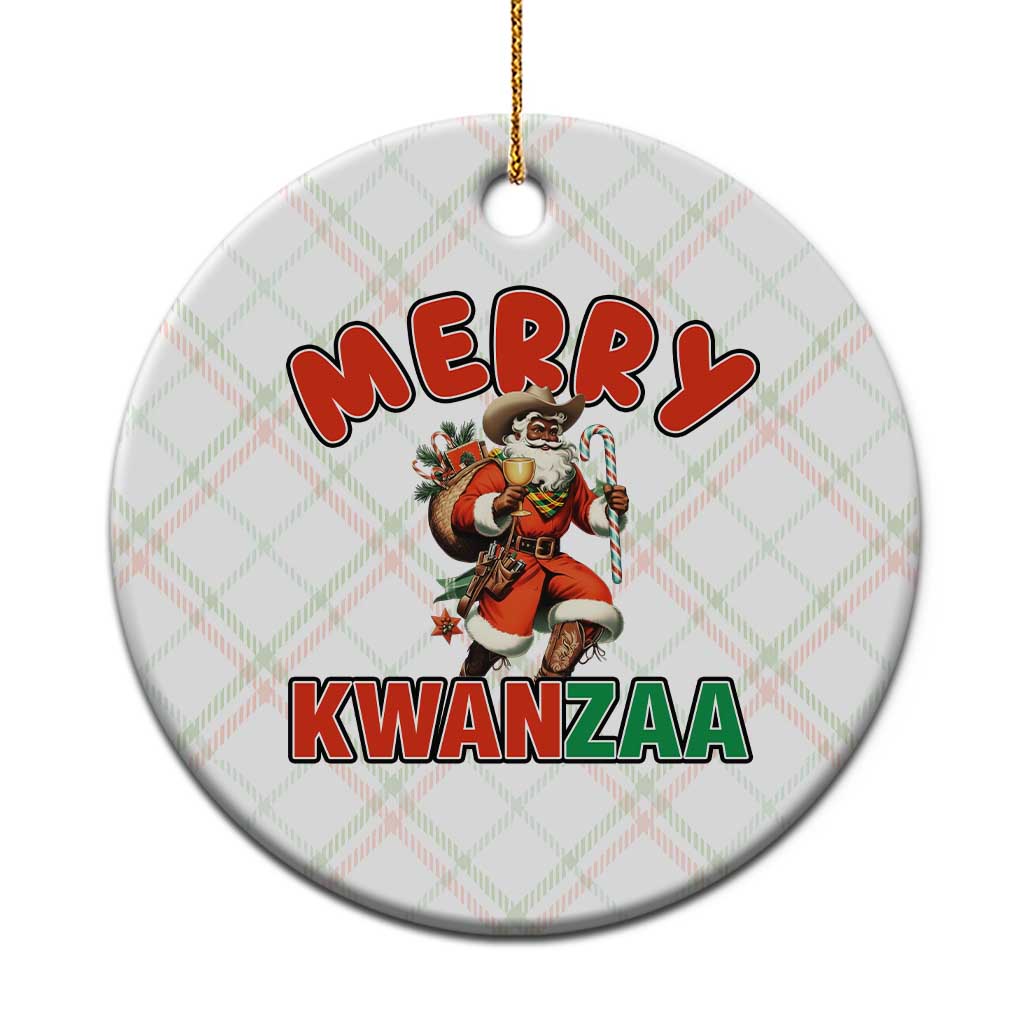 Merry Kwanzaa Cowboy Black Santa Ceramic Ornament African American Christmas Gift - Wonder Print Shop