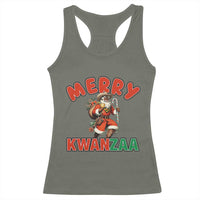 Merry Kwanzaa Cowboy Black Santa Racerback Tank Top African American Christmas Gift - Wonder Print Shop