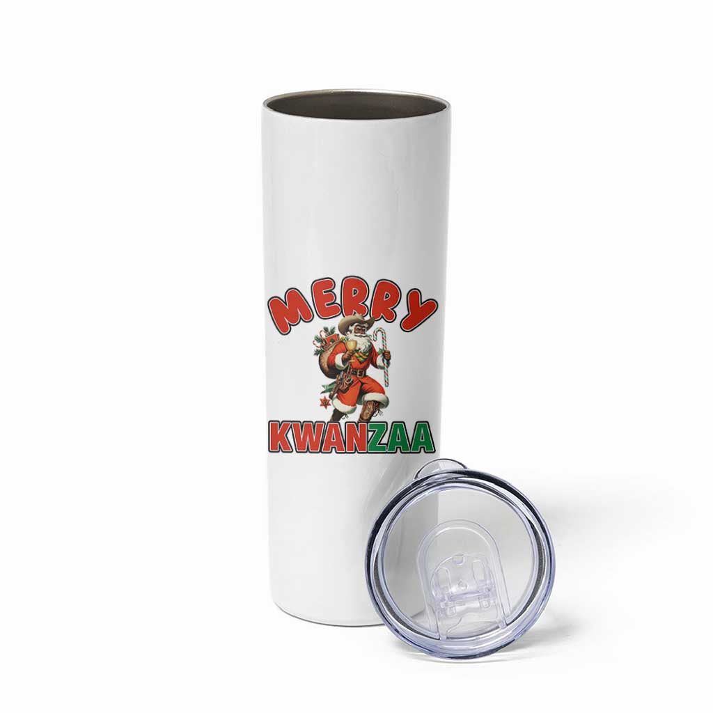 Merry Kwanzaa Cowboy Black Santa Skinny Tumbler African American Christmas Gift - Wonder Print Shop