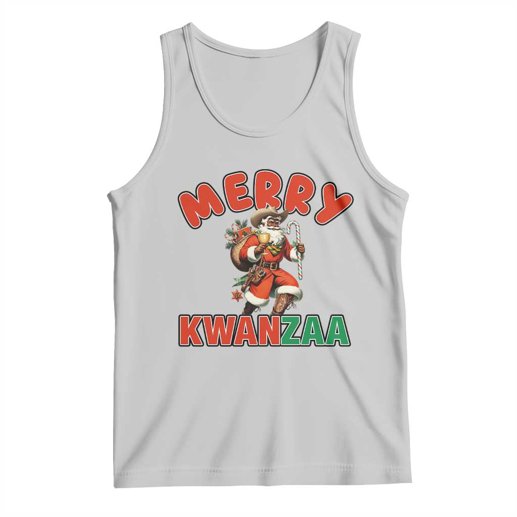 Merry Kwanzaa Cowboy Black Santa Tank Top African American Christmas Gift - Wonder Print Shop