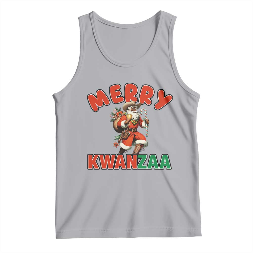 Merry Kwanzaa Cowboy Black Santa Tank Top African American Christmas Gift - Wonder Print Shop