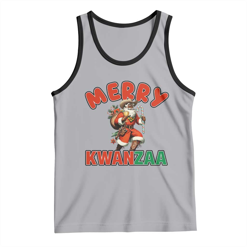 Merry Kwanzaa Cowboy Black Santa Tank Top African American Christmas Gift - Wonder Print Shop