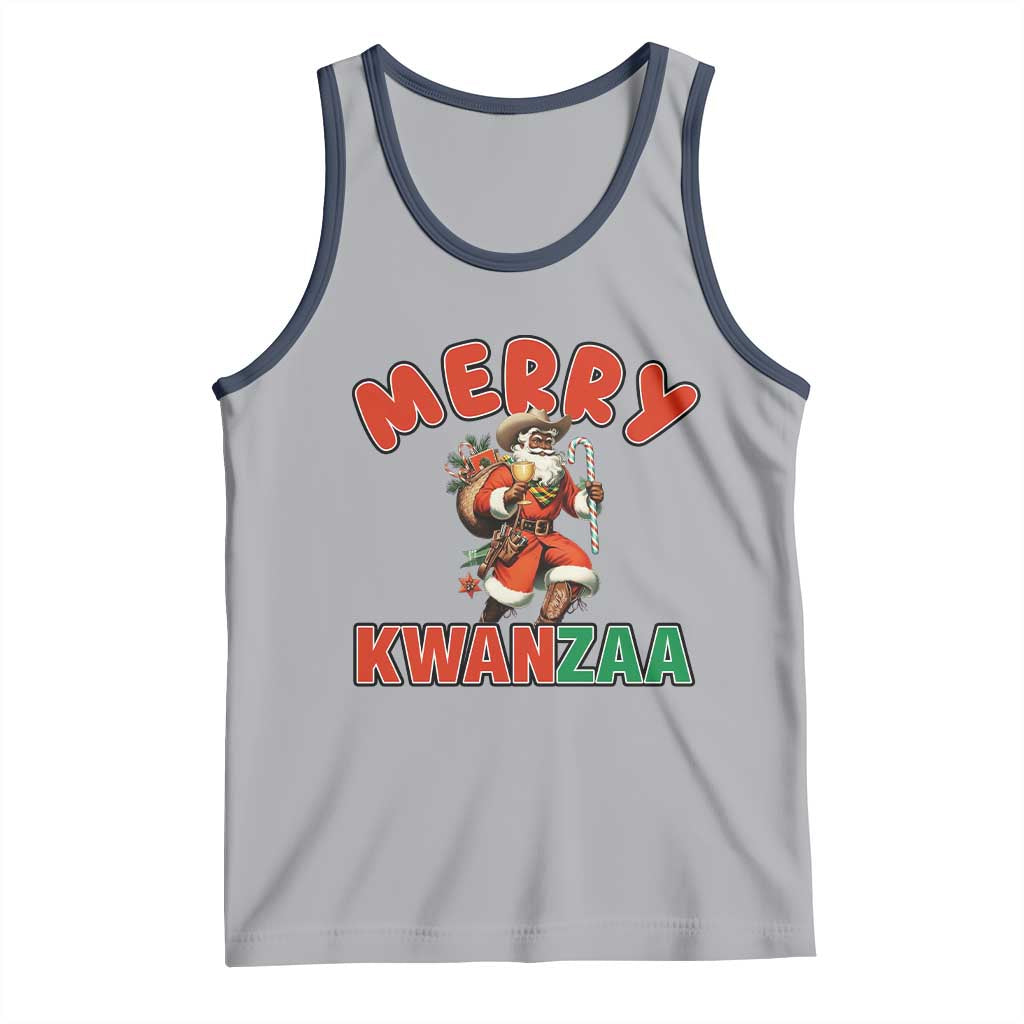 Merry Kwanzaa Cowboy Black Santa Tank Top African American Christmas Gift - Wonder Print Shop