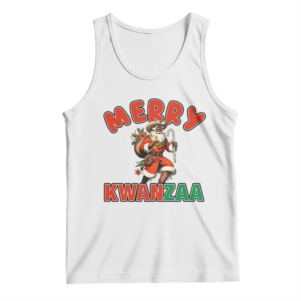 Merry Kwanzaa Cowboy Black Santa Tank Top African American Christmas Gift - Wonder Print Shop