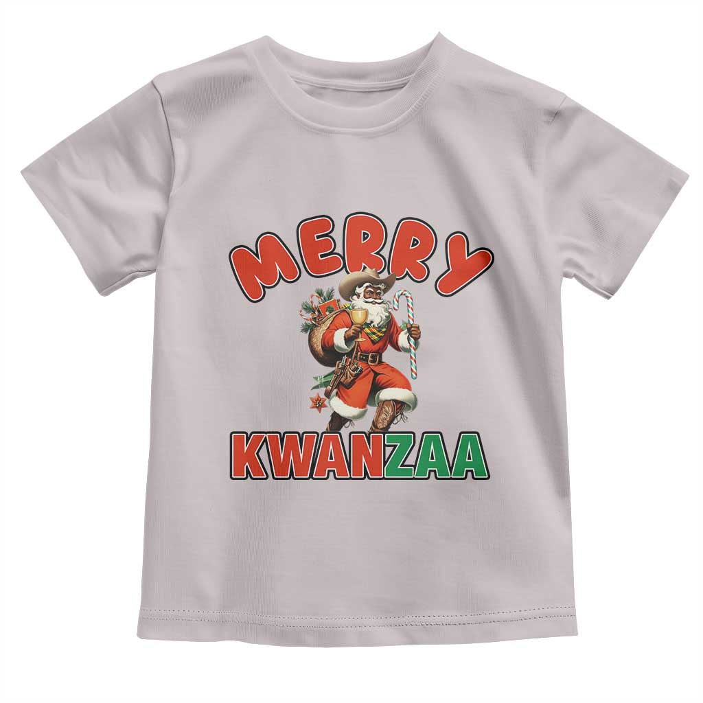Merry Kwanzaa Cowboy Black Santa Toddler T Shirt African American Christmas Gift - Wonder Print Shop