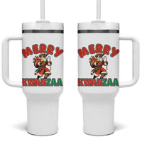 Merry Kwanzaa Cowboy Black Santa Tumbler With Handle African American Christmas Gift - Wonder Print Shop
