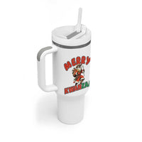 Merry Kwanzaa Cowboy Black Santa Tumbler With Handle African American Christmas Gift - Wonder Print Shop