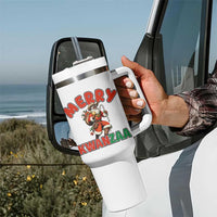 Merry Kwanzaa Cowboy Black Santa Tumbler With Handle African American Christmas Gift - Wonder Print Shop