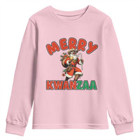 Merry Kwanzaa Cowboy Black Santa Youth Sweatshirt African American Christmas Gift - Wonder Print Shop