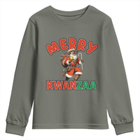 Merry Kwanzaa Cowboy Black Santa Youth Sweatshirt African American Christmas Gift - Wonder Print Shop