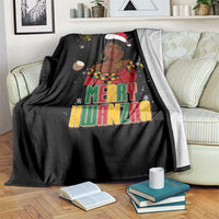Merry Kwanzaa African American Girl Santa Hat Throw Blanket Christmas Gift - Wonder Print Shop
