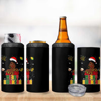 Merry Kwanzaa African American Girl Santa Hat 4 in 1 Can Cooler Tumbler Christmas Gift - Wonder Print Shop