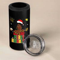 Merry Kwanzaa African American Girl Santa Hat 4 in 1 Can Cooler Tumbler Christmas Gift - Wonder Print Shop