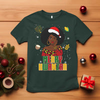 Merry Kwanzaa African American Girl Santa Hat T Shirt Christmas Gift - Wonder Print Shop