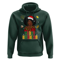 Merry Kwanzaa African American Girl Santa Hat Hoodie Christmas Gift - Wonder Print Shop