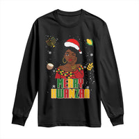 Merry Kwanzaa African American Girl Santa Hat Long Sleeve Shirt Christmas Gift - Wonder Print Shop