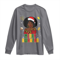 Merry Kwanzaa African American Girl Santa Hat Long Sleeve Shirt Christmas Gift - Wonder Print Shop