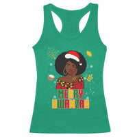 Merry Kwanzaa African American Girl Santa Hat Racerback Tank Top Christmas Gift - Wonder Print Shop